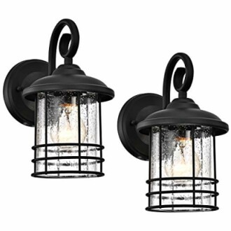 MICSIU Textured Black Outdoor Wall Light 2 Pack