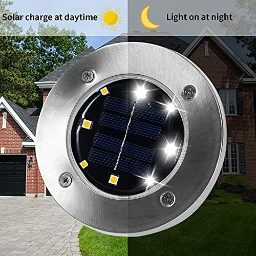 Solar garden light with LEDs, charging during the day and shining at night.