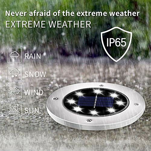 Outdoor solar light with IP65 rating in rain.