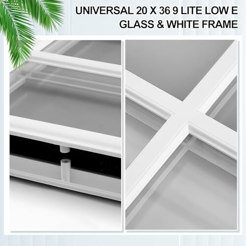 Universal window with 20x36 9 lite low E glass and white frame.