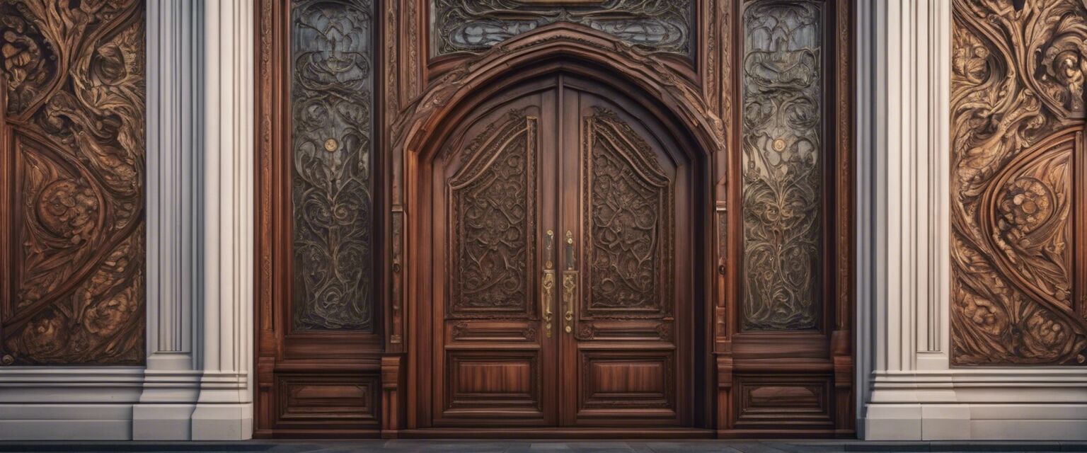 Ornate wood entry door